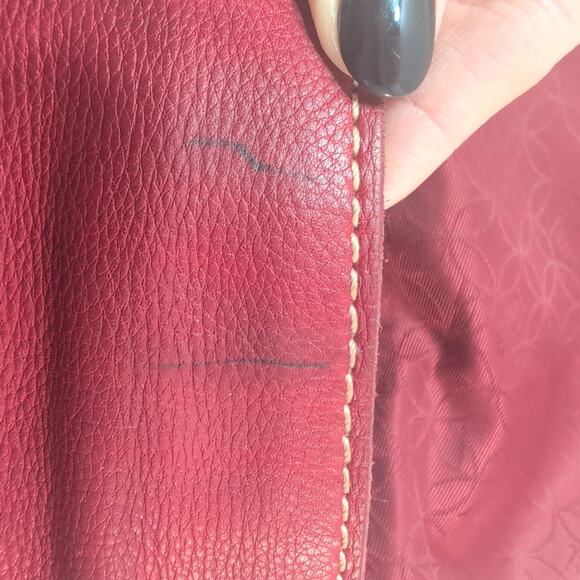 Vintage Fossil Pebbled Red Genuine Leather Crossbody Messenger Bag 75082 - Picture 7 of 14